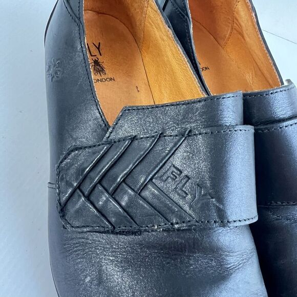 Fly London Mens Dress Shoes Size 44 US 10.5 Black Leather Monk Strat Adjustable - Picture 4 of 13